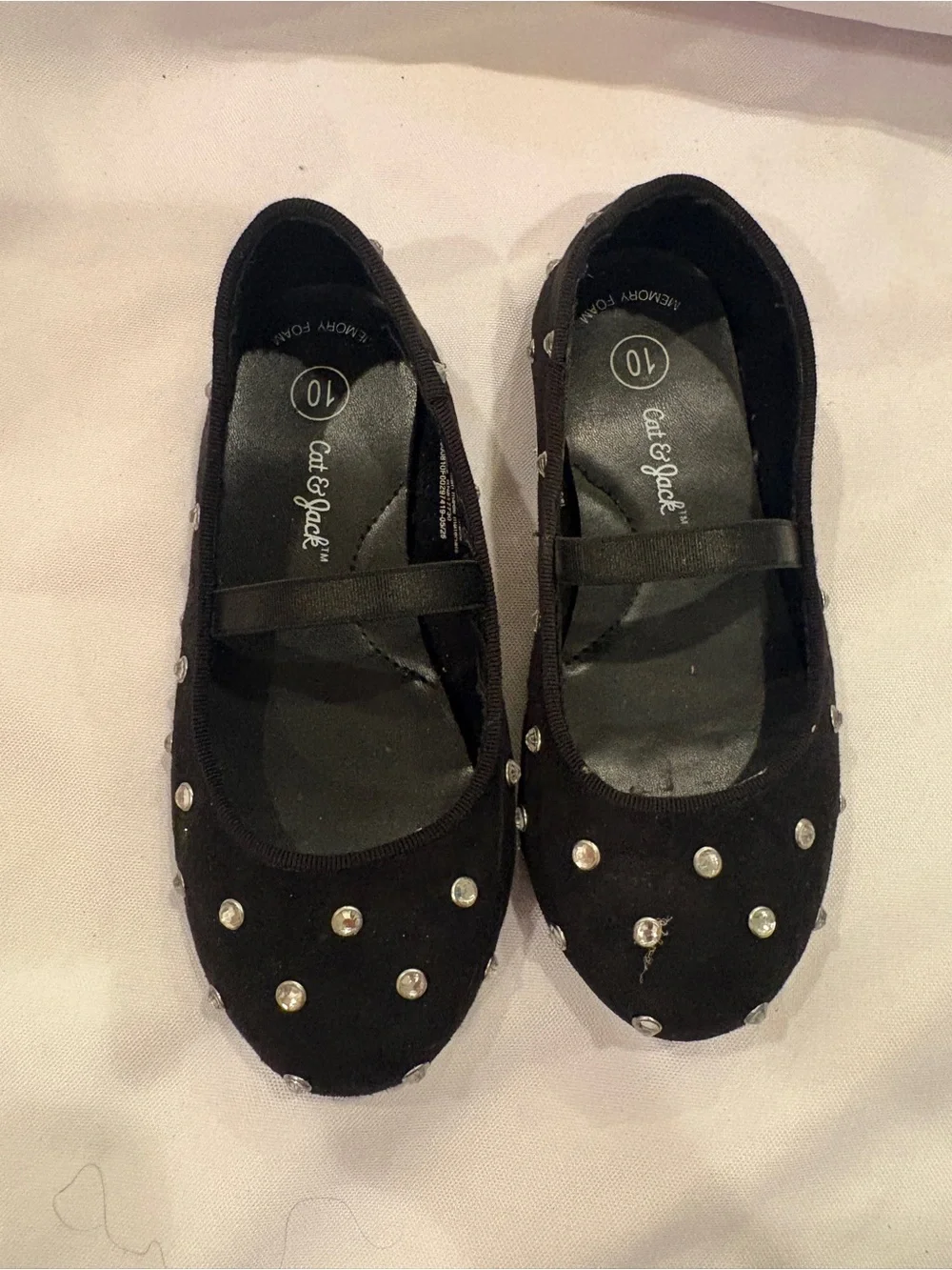 Cat & Jack Black Jewel-Studded Mary Jane Flats